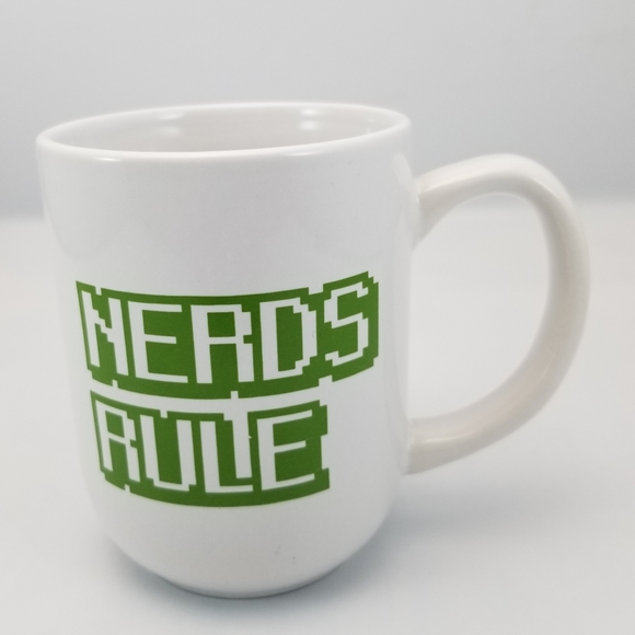 Royal Norfolk Nerds Rule Printed Novelty Ceramic Coffee Mug White and Green - Picture 3 of 8